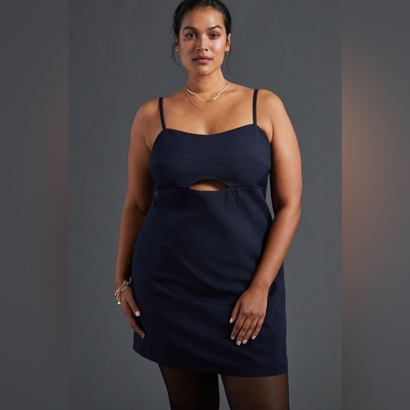 Anthropologie Mare Mare Cut Out Shift Mini Dress Navy Blue Size 1X - Picture 1 of 14